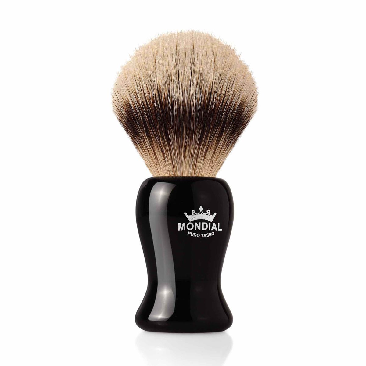 Mondial Silvertip Badger Barberkost, Gibson, Sort Kunstharpiks