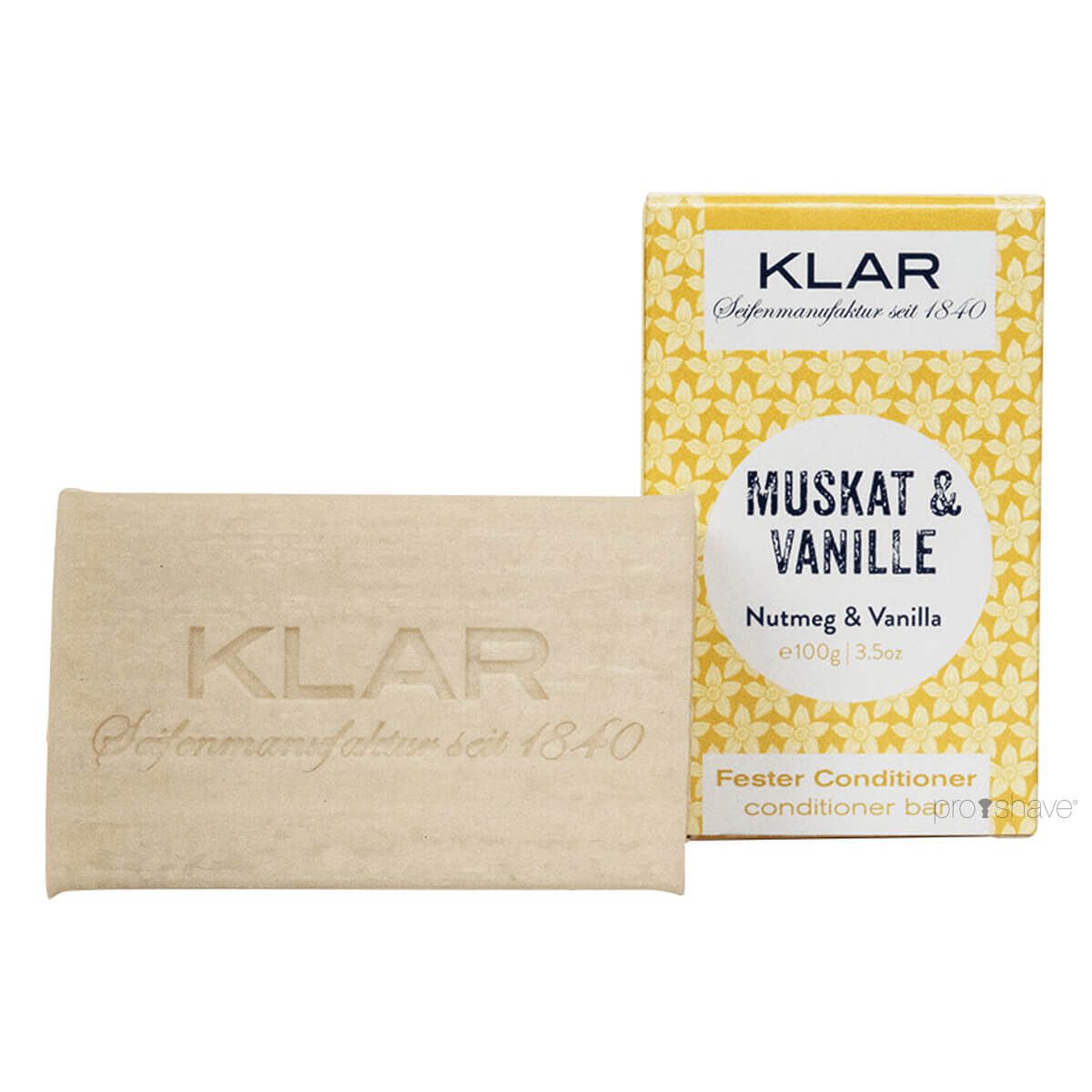 Klar Seifen Conditioner Bar, Muskatnød & Vanilje, 100 gr.