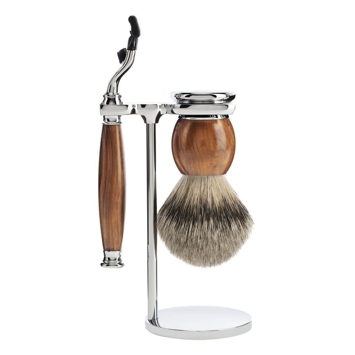 Mühle Barbersæt med Mach3 Skraber, Barberkost og Holder, Sophist, Ironwood