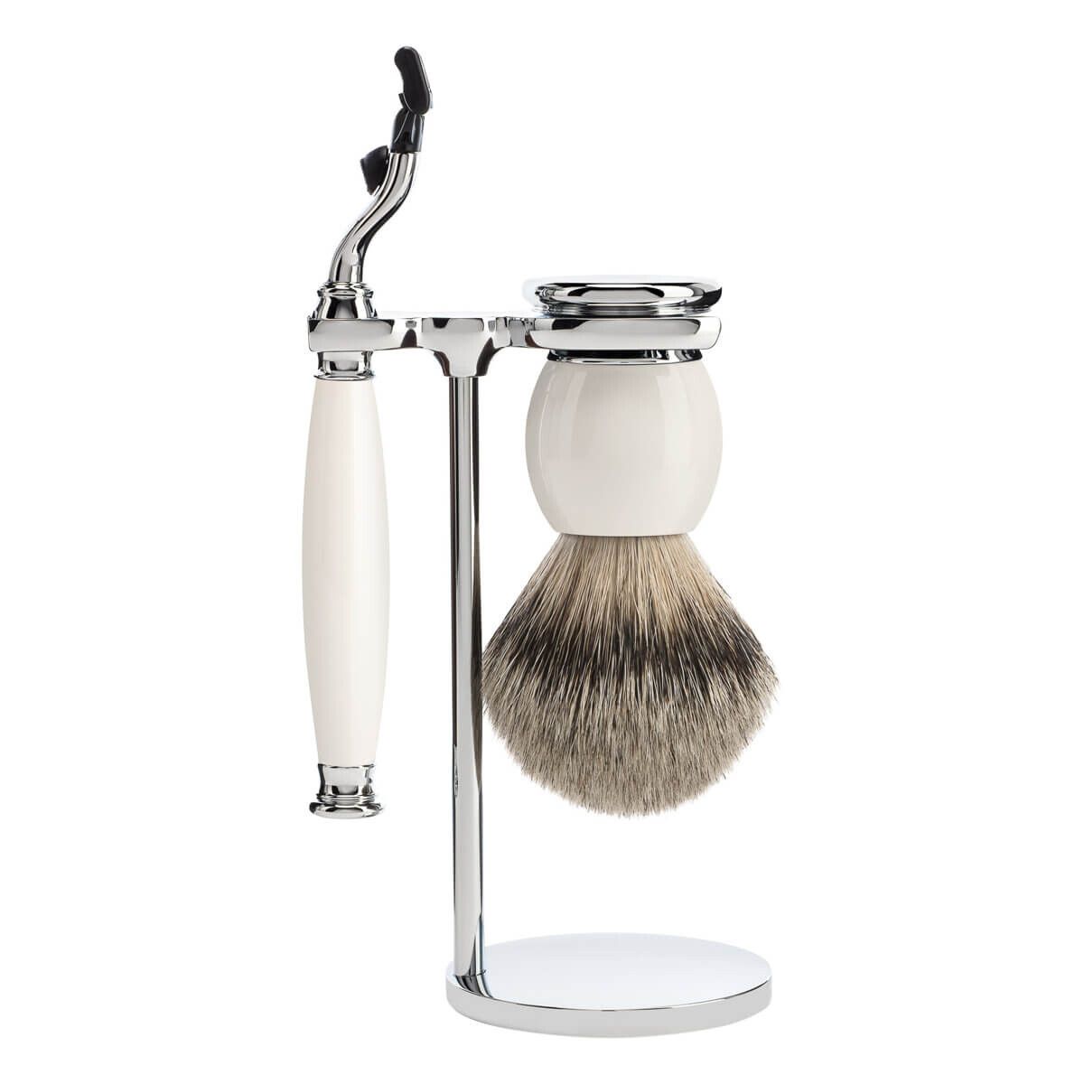 Mühle Barbersæt med Mach3 Skraber, Barberkost og Holder, Sophist, Porcelæn