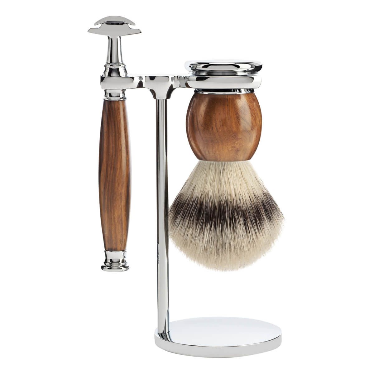 Mühle Barbersæt med DE-skraber, Fibre Barberkost og Holder, Sophist, Ironwood