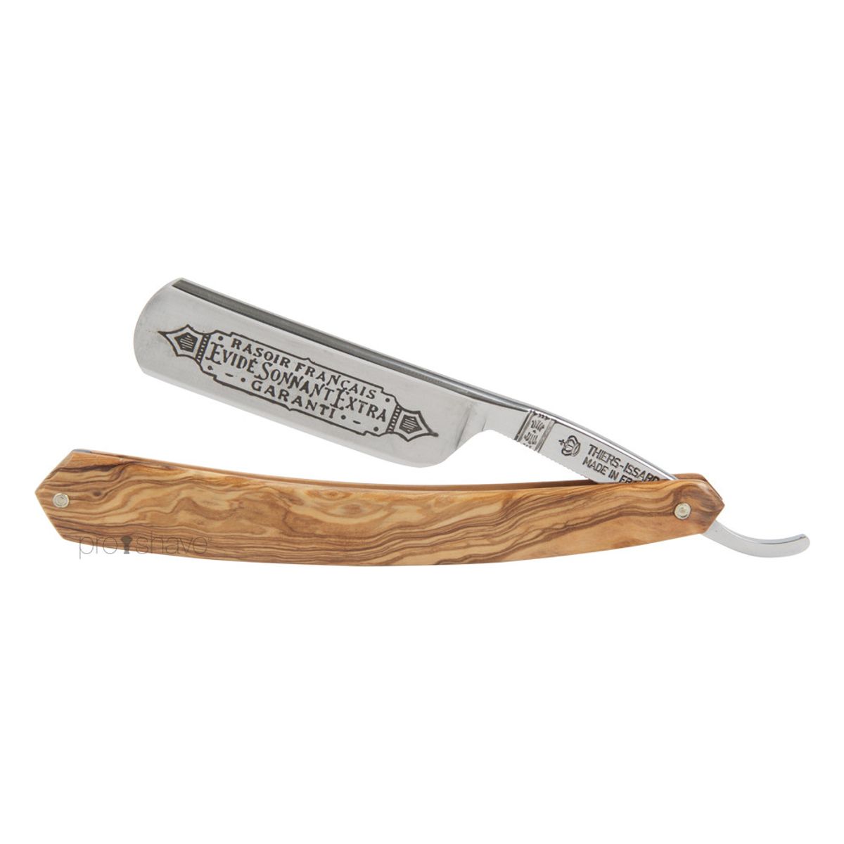 Thiers-Issard Straight Razor, 5/8 Round Nose, Oliventræ