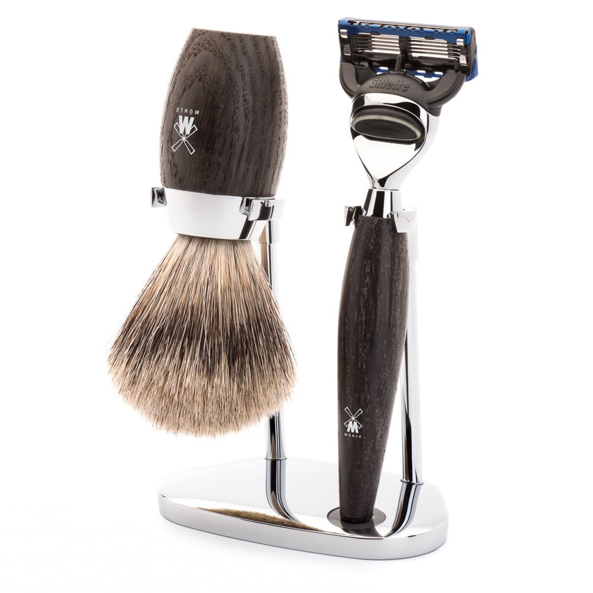 Mühle Barbersæt med Skraber, Barberkost og Holder, Kosmo, Moseeg