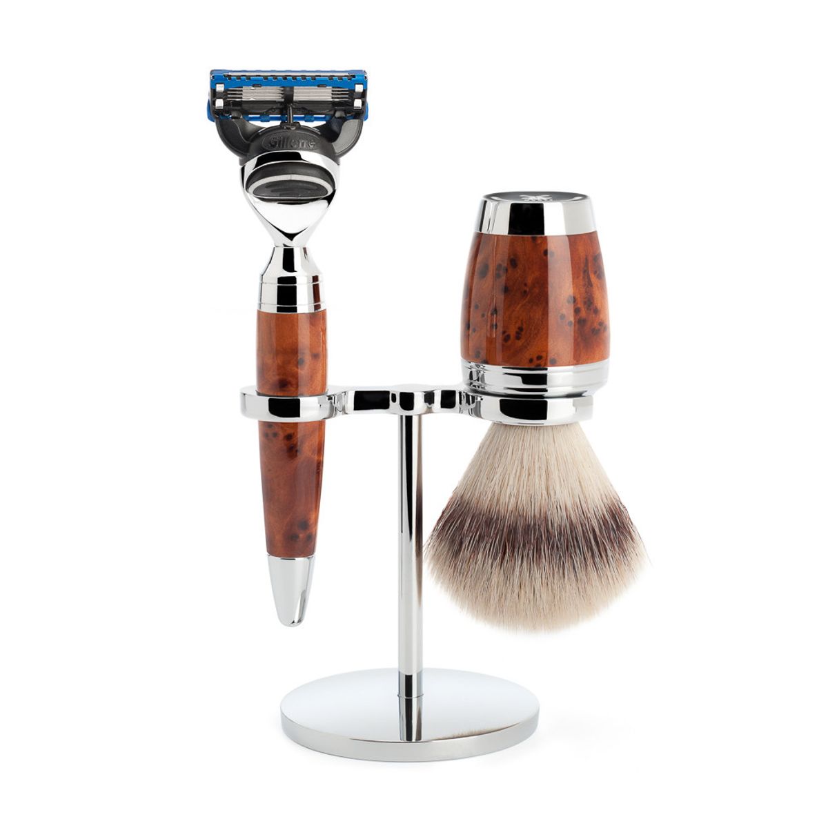 Mühle Barbersæt med Skraber, Barberkost og Holder, Stylo, Thuja Wood