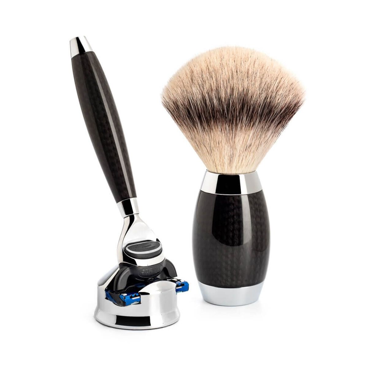 Mühle Edition No. 1, Barbersæt med Fusion Skraber, Silvertip Fibre ® Barberkost og Holder til skraber, Carbon