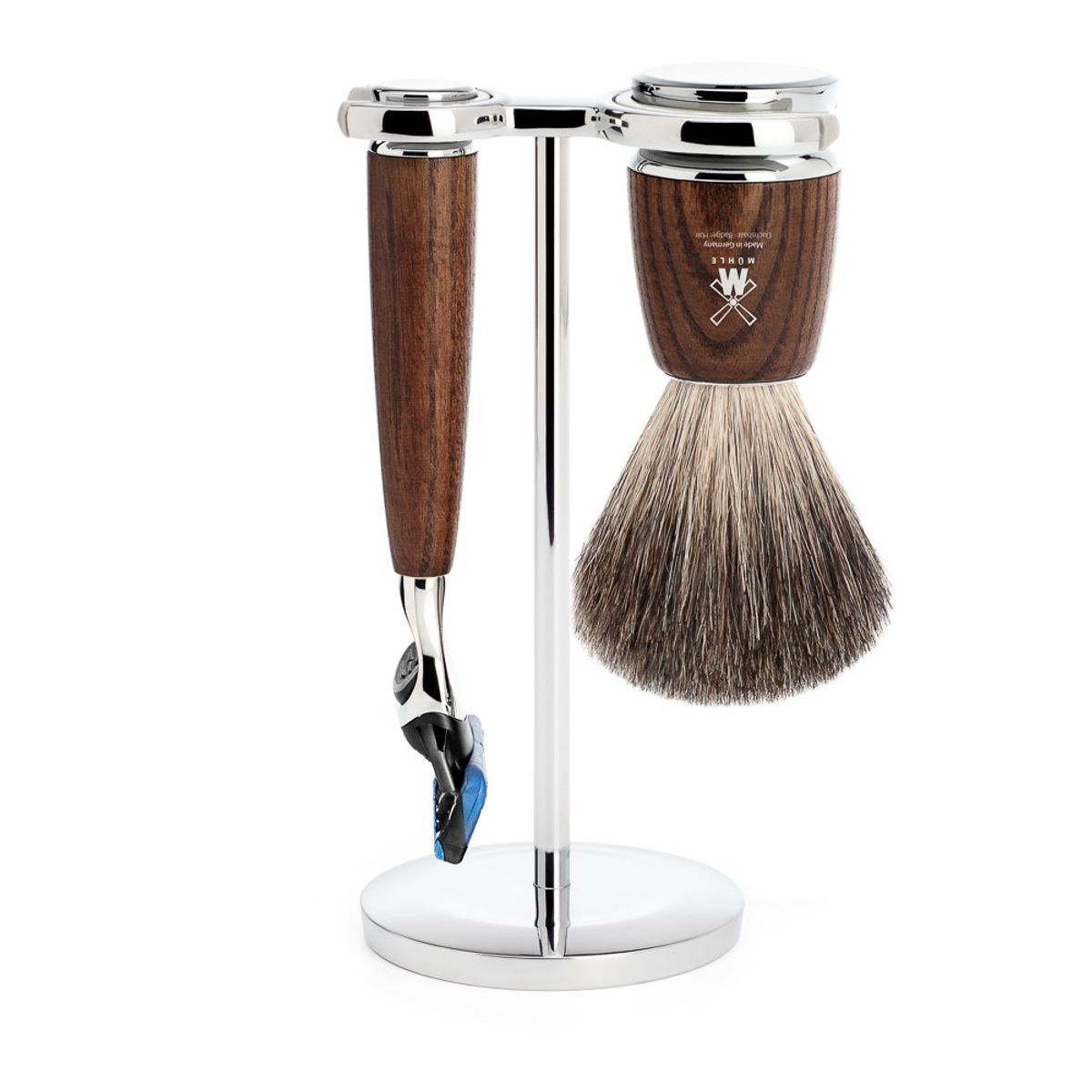 Mühle barbersæt med Skraber, Barberkost og Holder, Rytmo, Ask