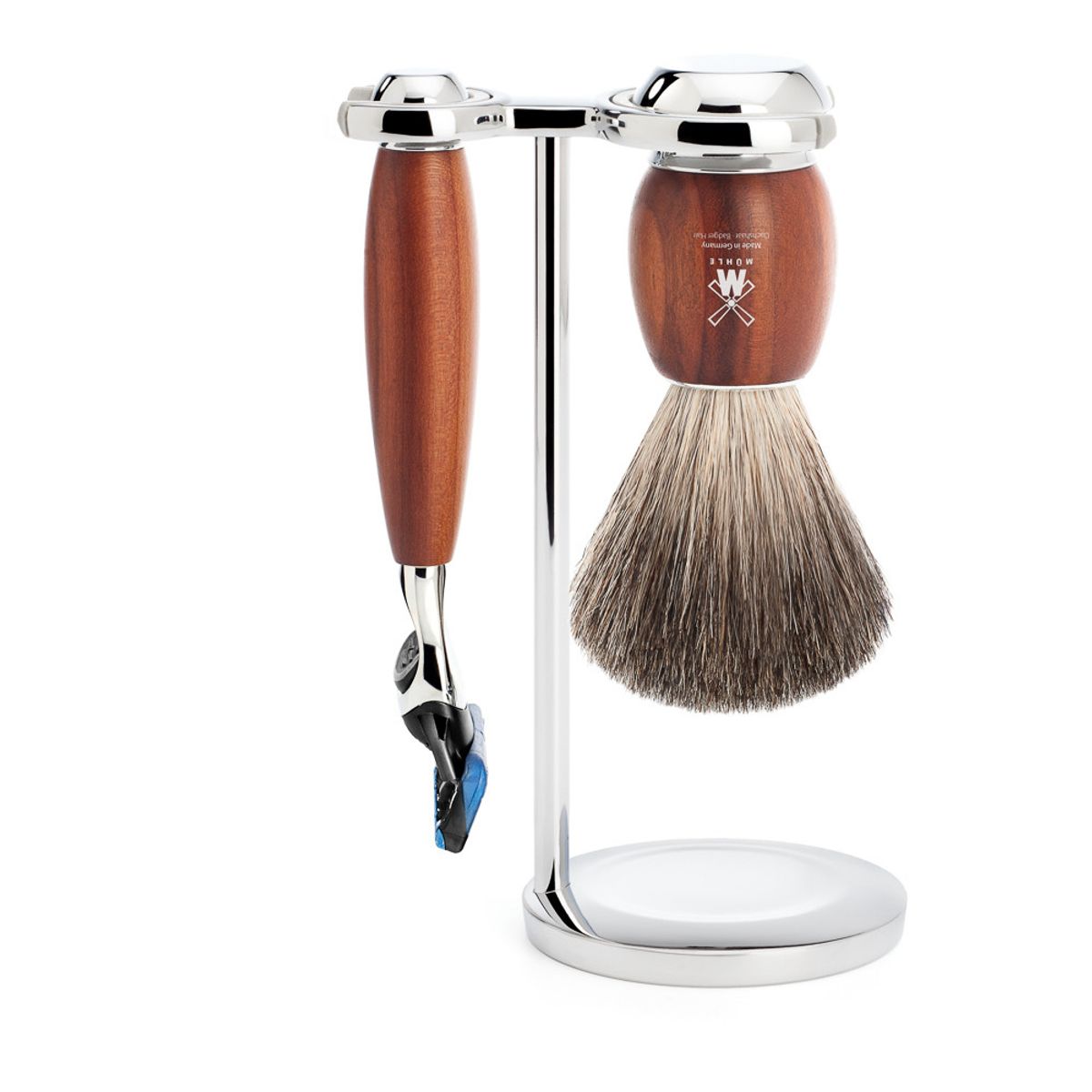 Mühle barbersæt med Skraber, Barberkost og Holder, Vivo, Blommetræ