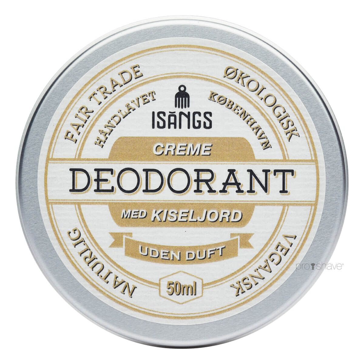 Isangs Creme Deodorant med Kiseljord, Uden duft, 50 ml.