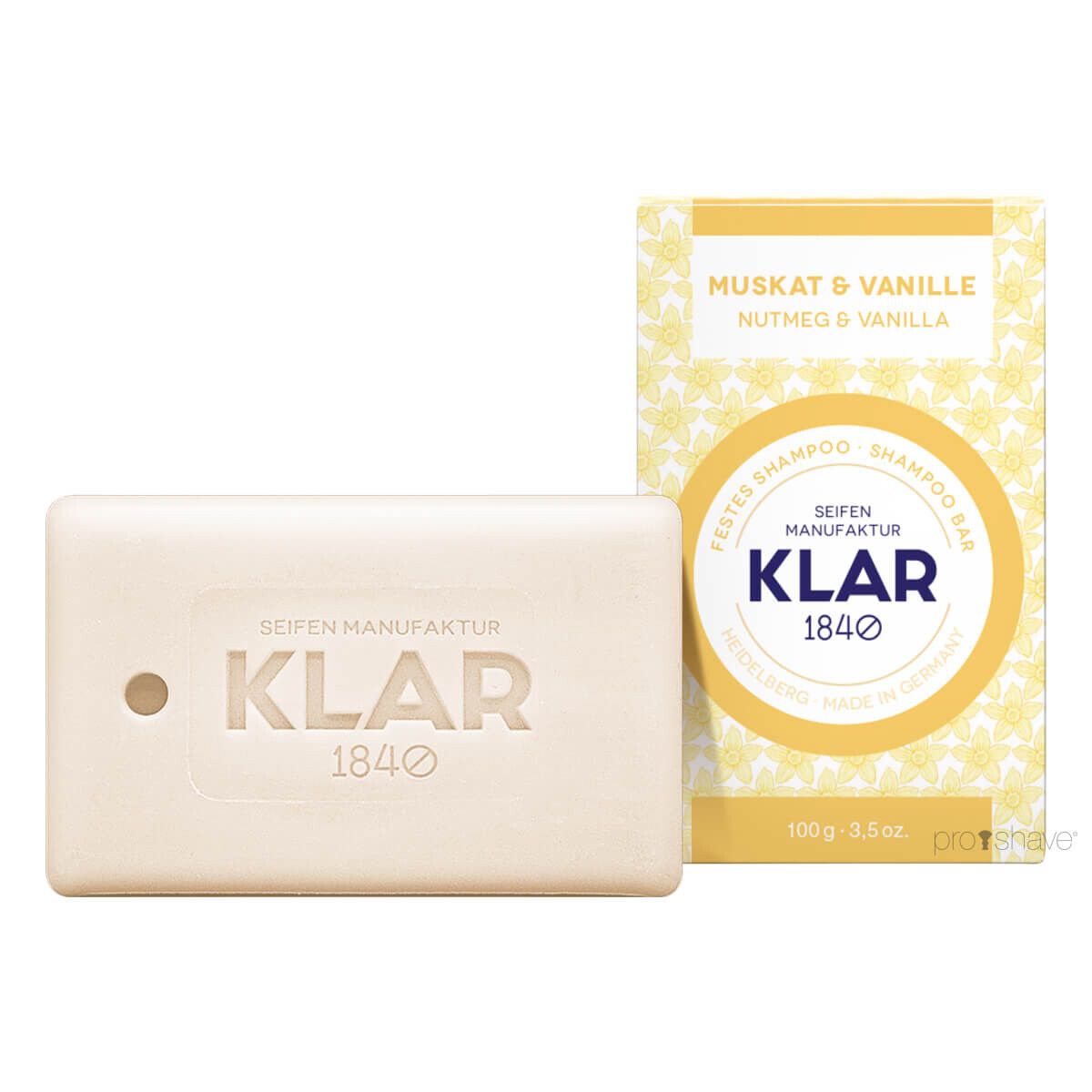 Klar Seifen Shampoo Bar, Muskatnød & Vanilje, 100 gr.