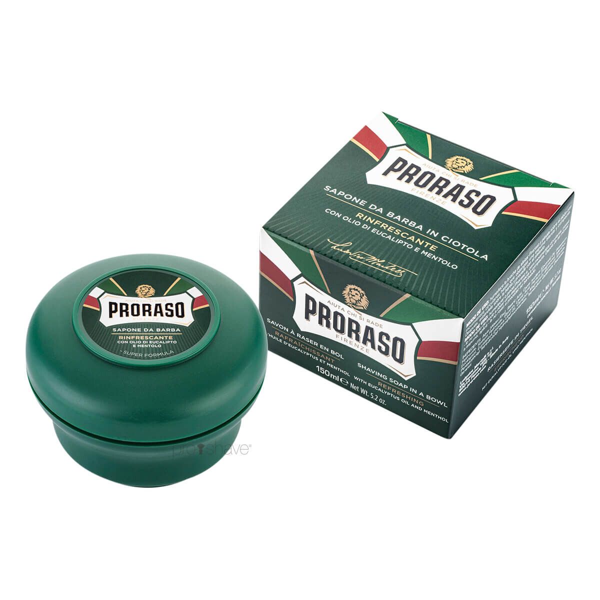 Proraso Barbersæbe i skål - Refresh, Eucalyptus & Menthol, 150 ml.