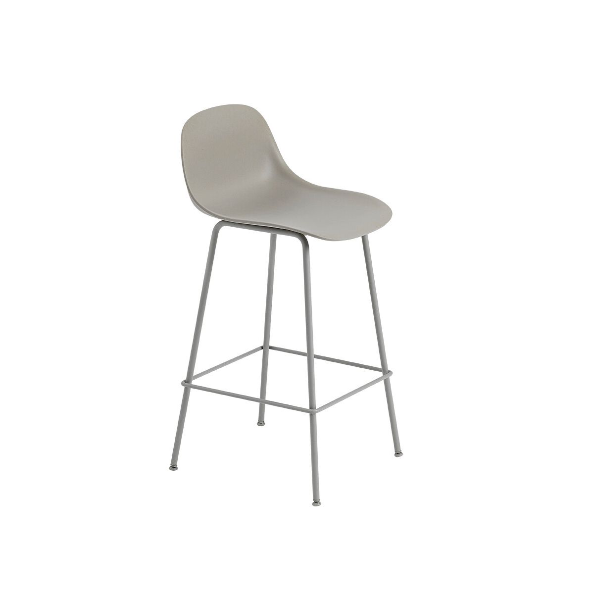 Fiber Barstool tube w. back fra Muuto (Stor, Grey/ grey base)