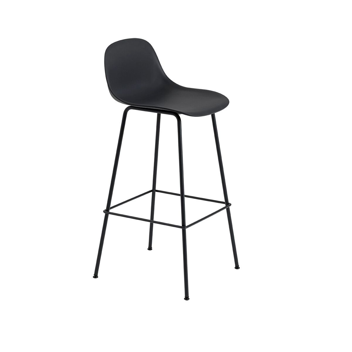 Fiber Barstool tube w. back fra Muuto (Stor, Black/ black base)