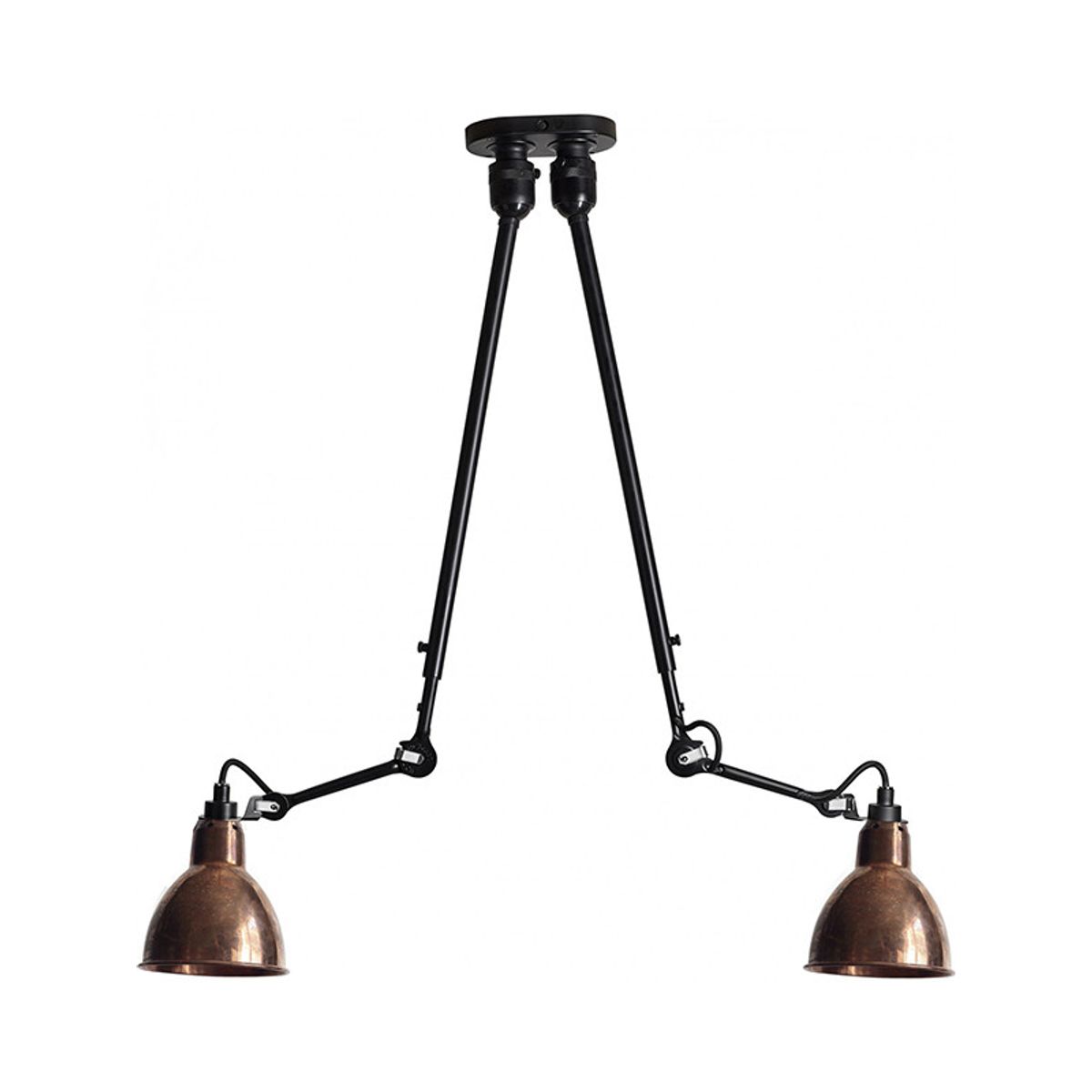 Nr. 302 dobbelt loftlampe fra Lampe Gras (Rå kobber)