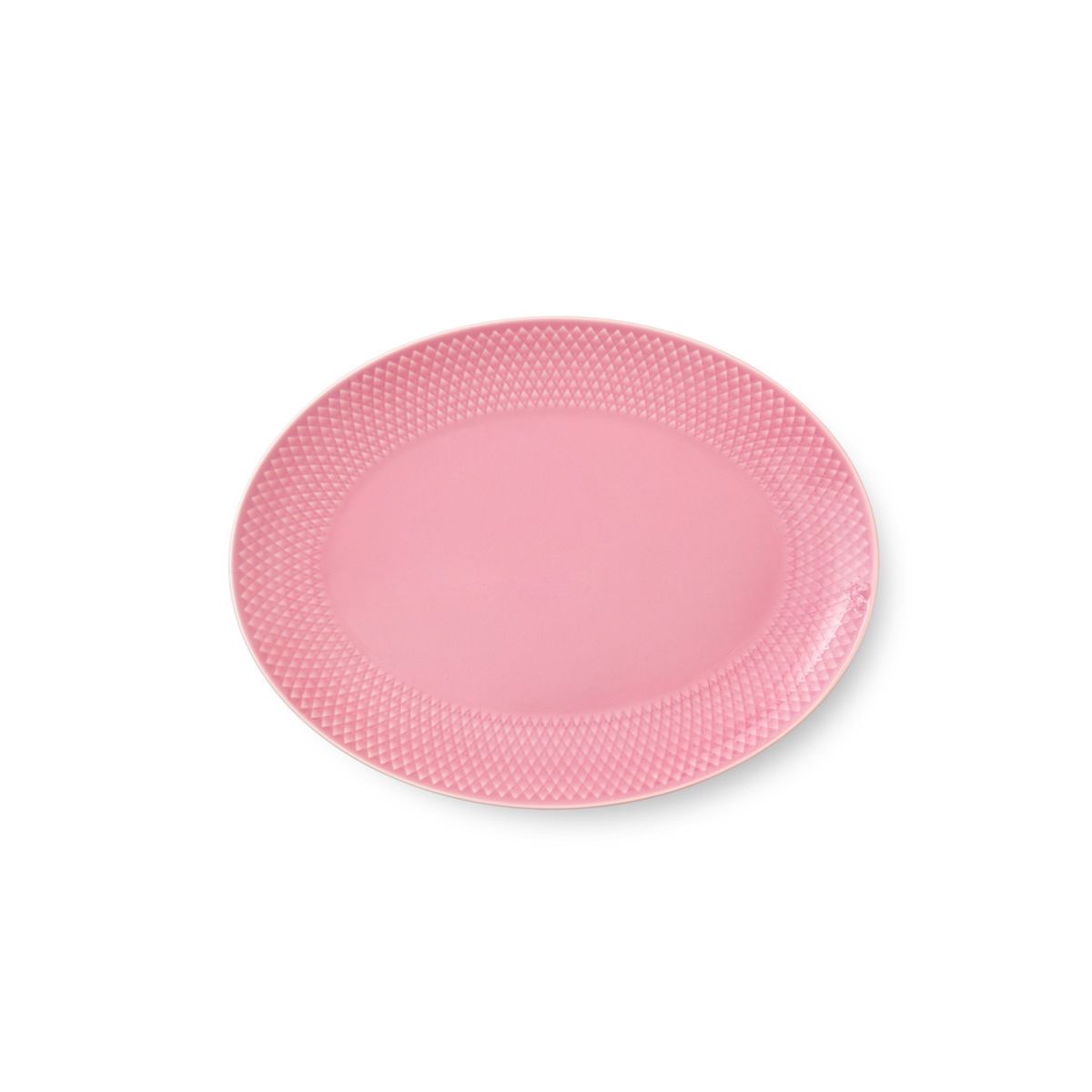 Rhombe oval fad, rosa fra Lyngby Porcelæn