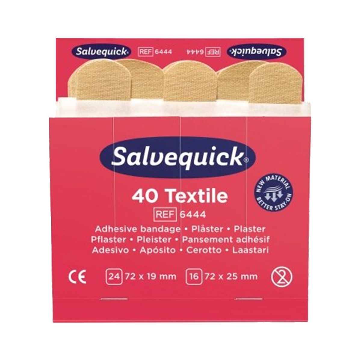 Cederroth Salvequick Tekstil plaster - 6 refiller á 40 plastre