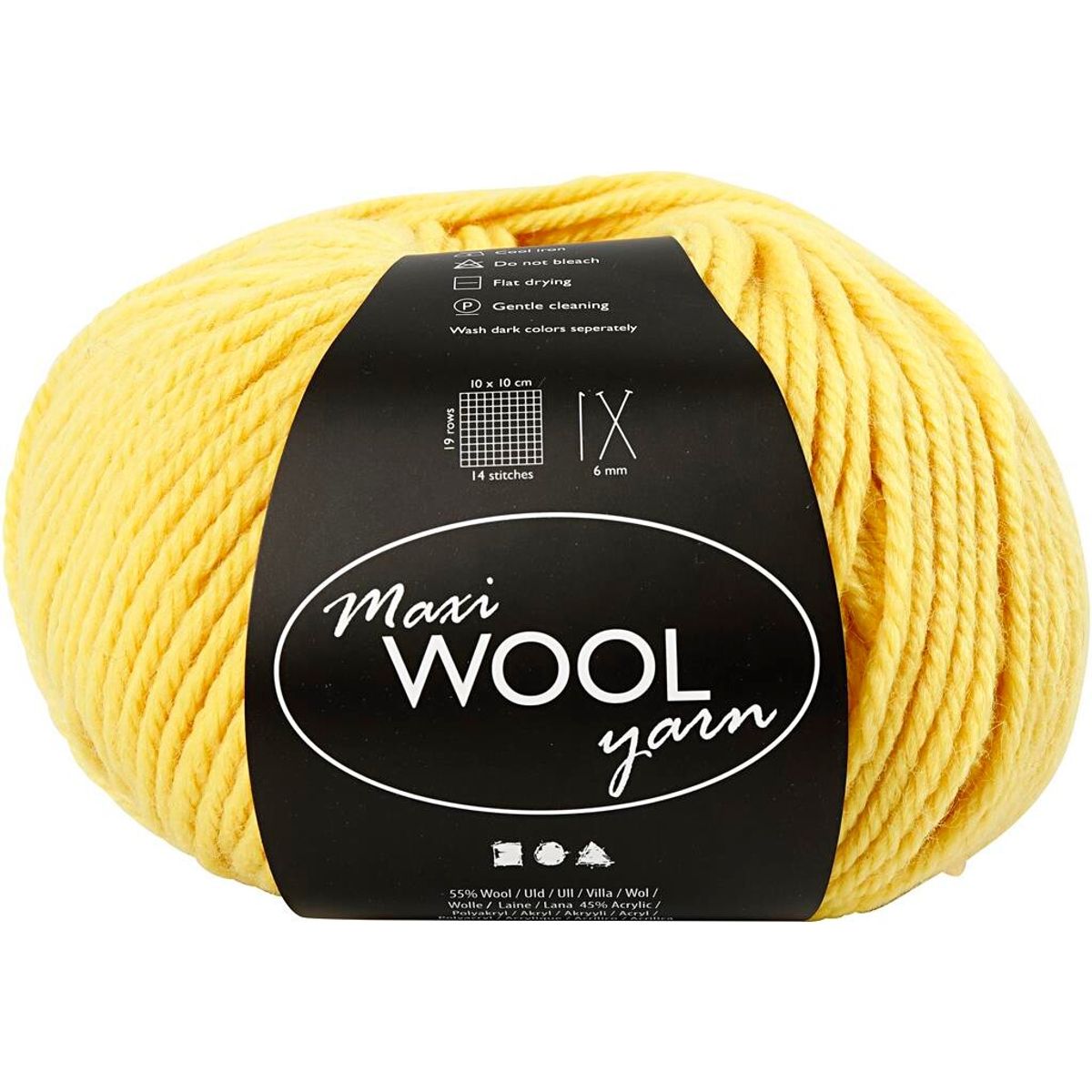 Maxi Wool uldgarn, L: 125 m, gul, 100g