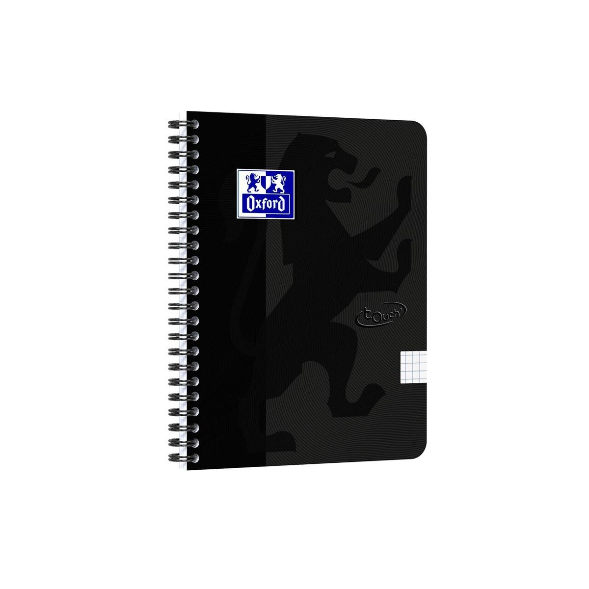 Notesbog Oxford TOUCH A5+sort kvadreret 90g