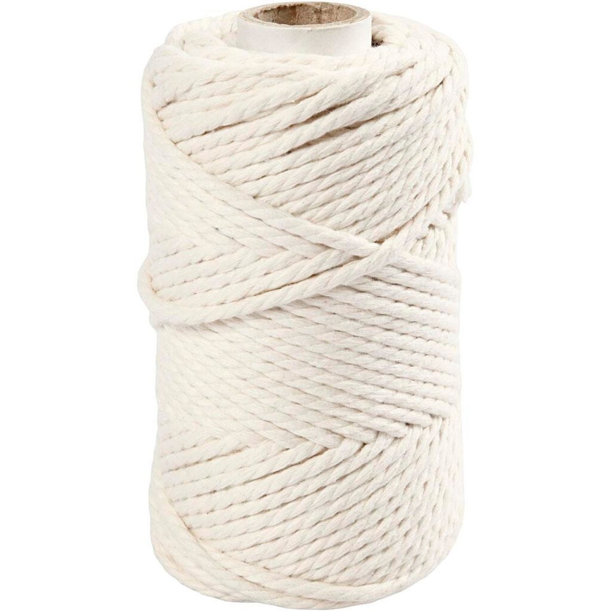 Macramé-reb, 330g, 4 mm. 55 meter, råhvid