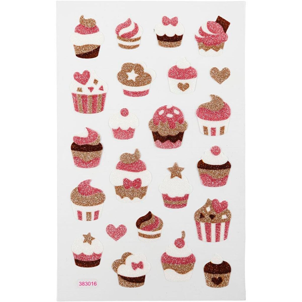 Glitterstickers, muffins, 10x16 cm