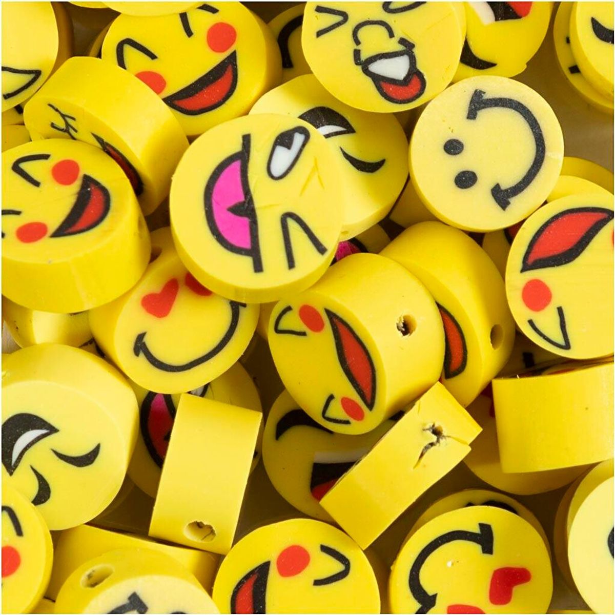 Figurperler, Smiley, diam. 10 mm, hulstr. 1,5 mm,