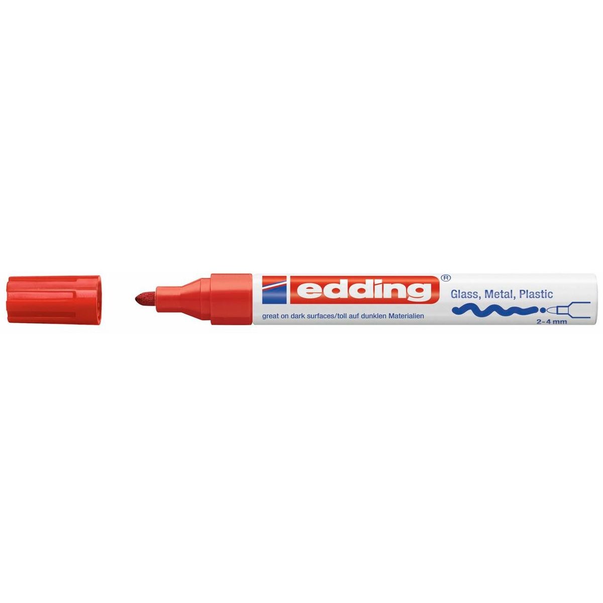 Marker Edding 750 permanent, rød 2-4mm rund spids