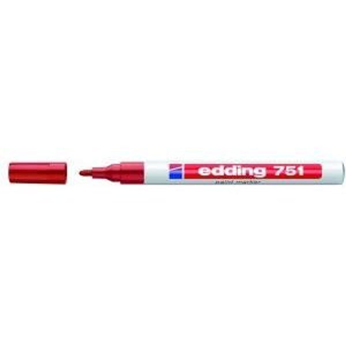 Marker Edding 751 permanent, rød rund spids 1-2mm