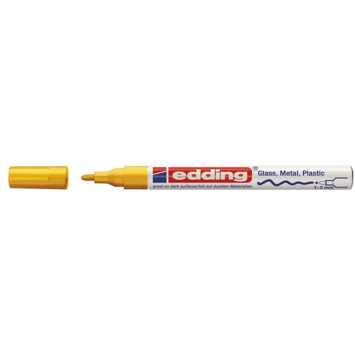 Marker Edding 751 permanent, gul rund spids 1-2mm