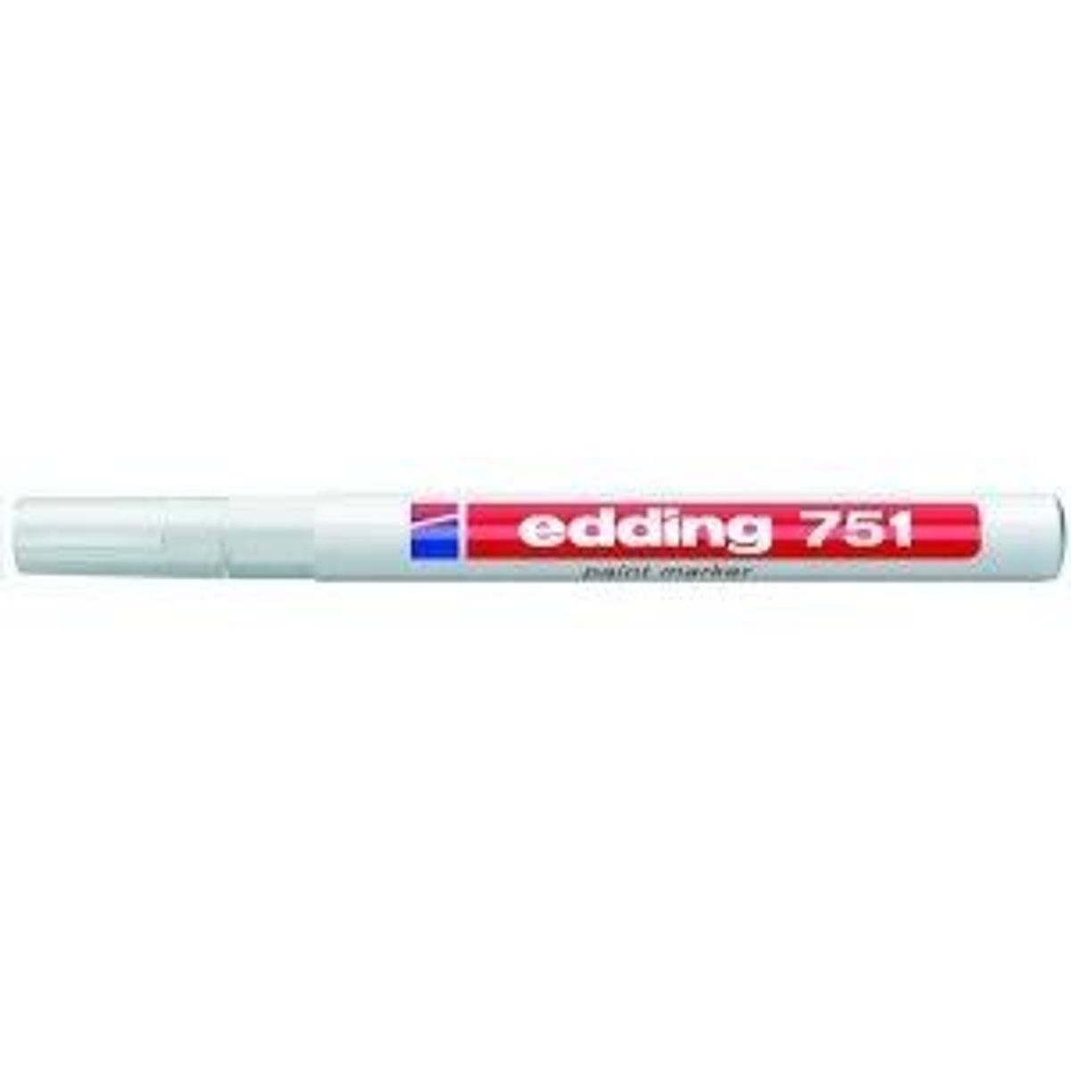 Marker Edding 751 permanent, hvid rund spids 1-2mm