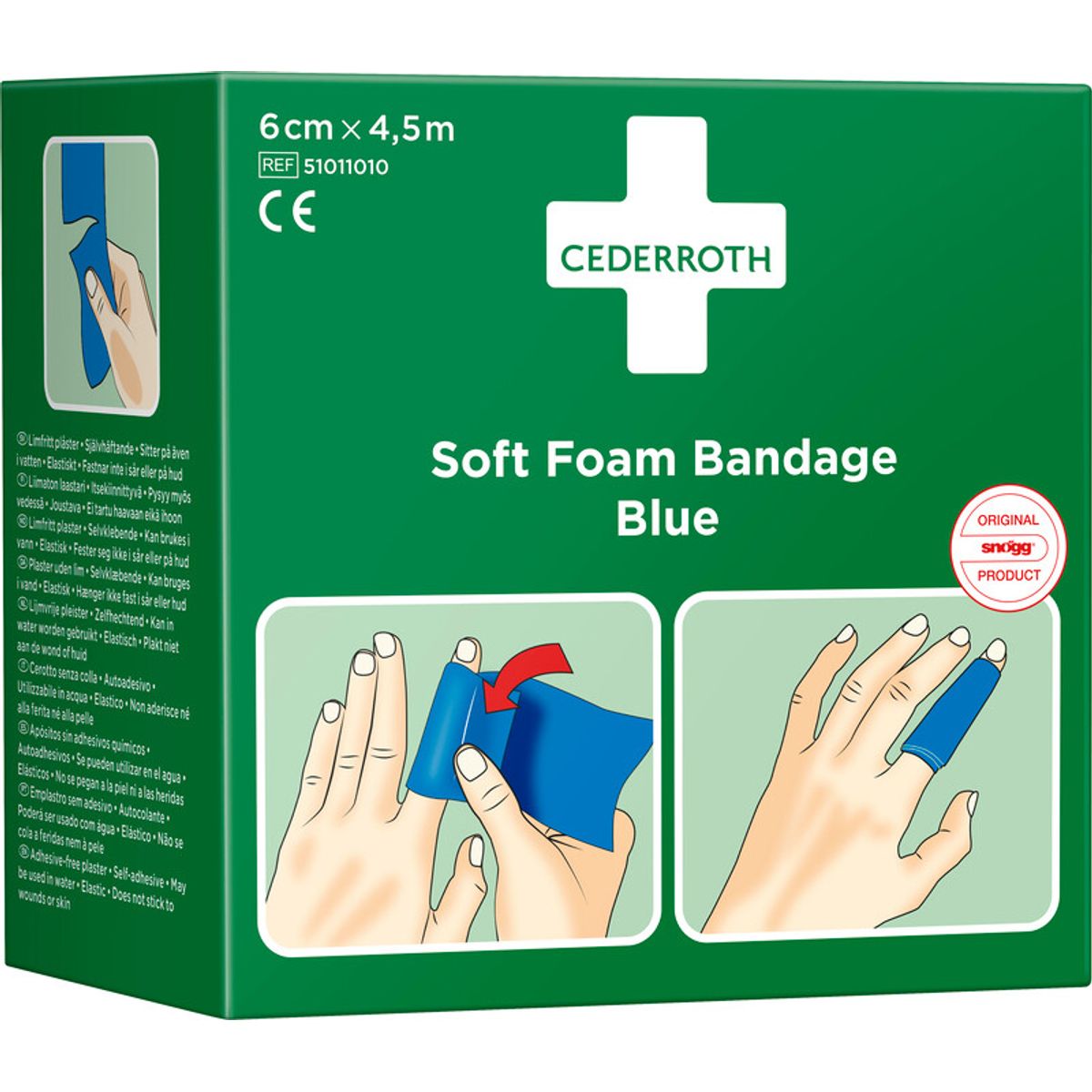 Cederroth soft bandage/plaster, blå, 6cm x 450cm