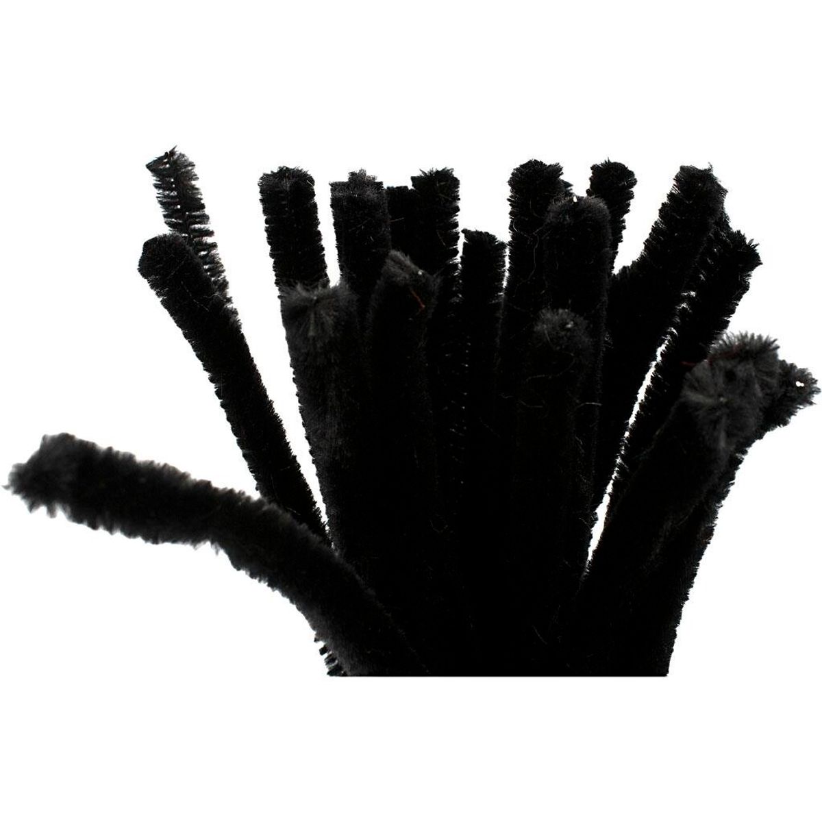 Chenille, 9 mm, sort, 25 stk.