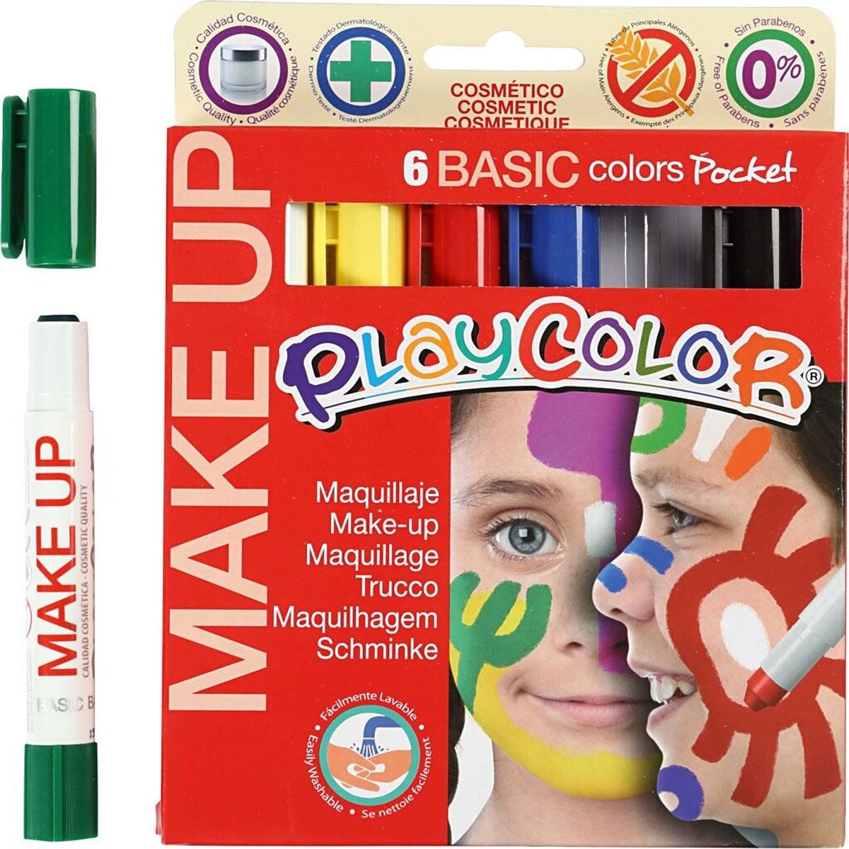 Playcolor Make-up, ass. farve , basic, 6x5 g.