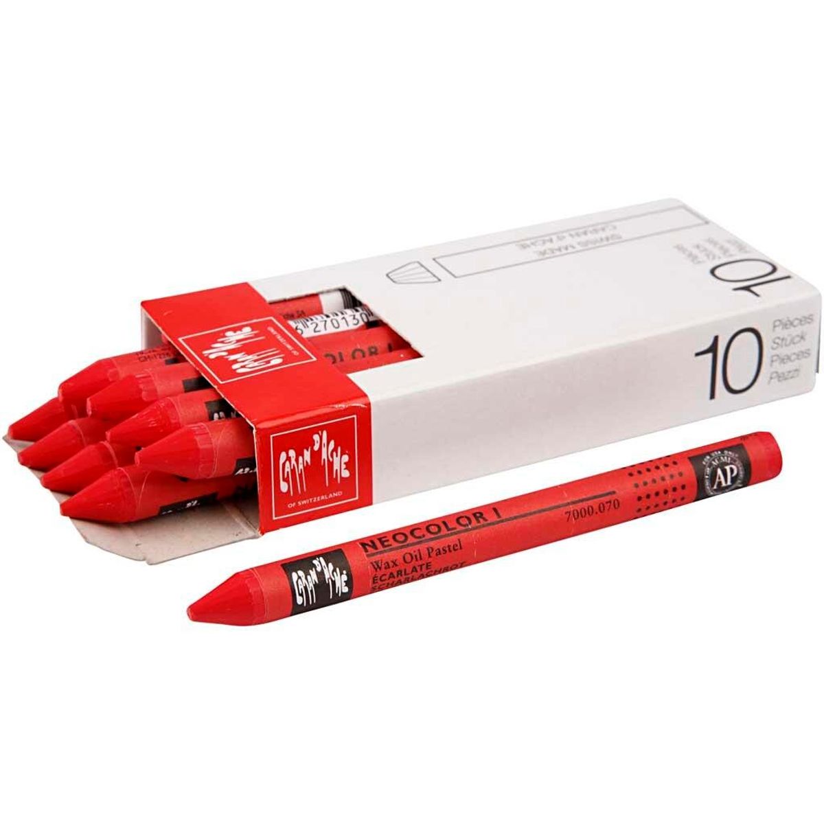 Caran d'Ache Neocolor 1 - Scarlet 070, 10 stk.