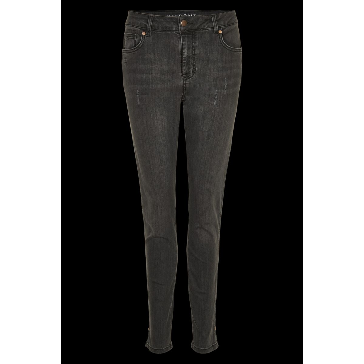 IN FRONT June Jeans, Farve: Dark Grey, Størrelse: 38, Dame