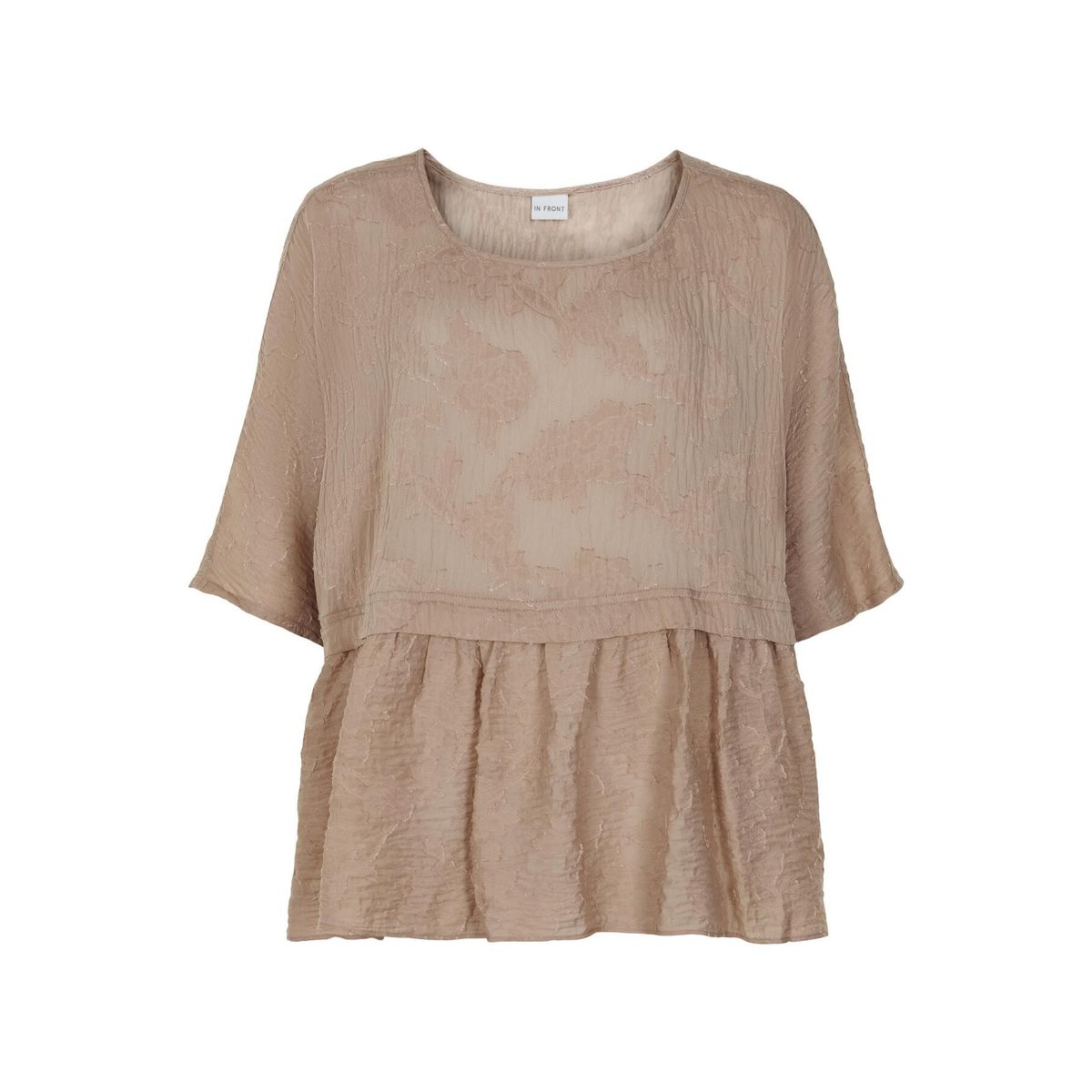 IN FRONT Fine Bluse, Farve: Sand, Størrelse: M/L, Dame