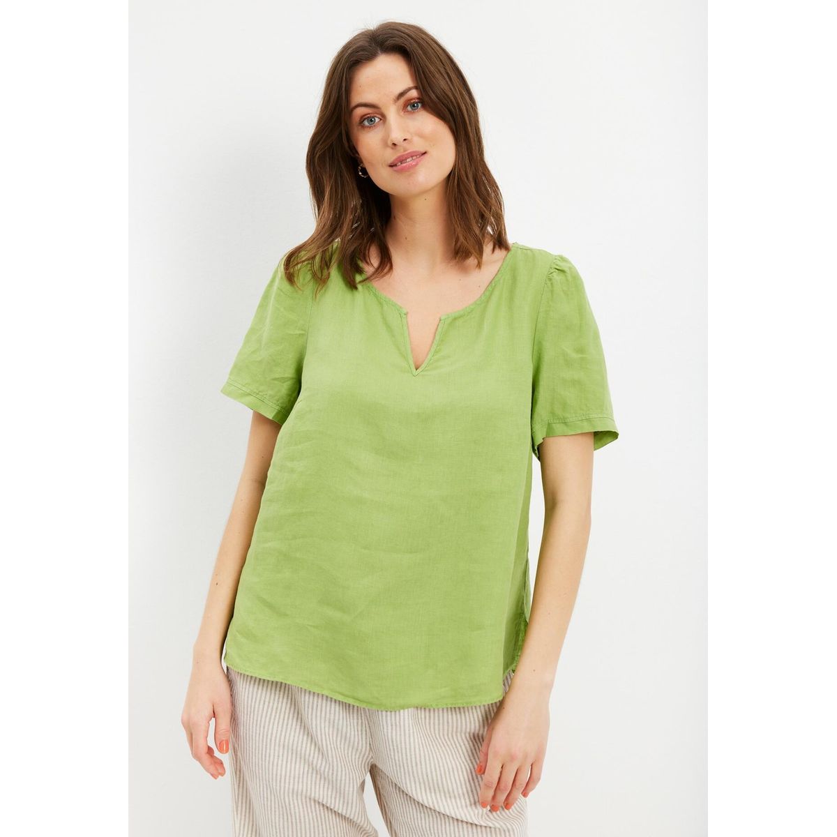 IN FRONT Lino Bluse, Farve: Apple Green, Størrelse: M, Dame