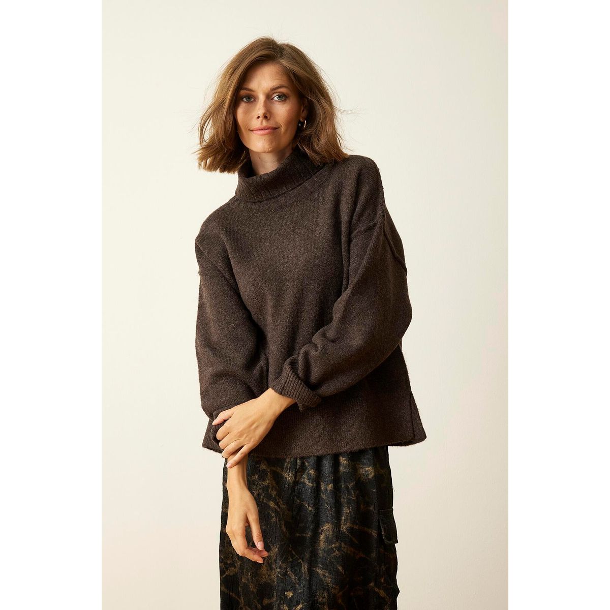 IN FRONT Loulou Sweater, Farve: Dark Brown, Størrelse: XL, Dame