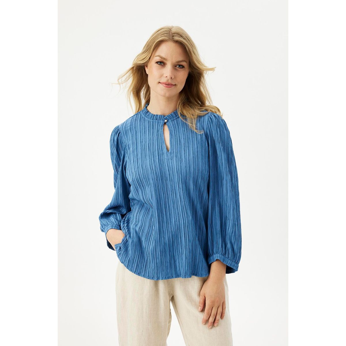 IN FRONT Tove Bluse, Farve: Blue, Størrelse: XXL, Dame