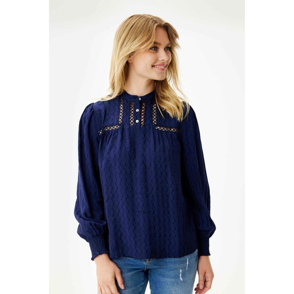 IN FRONT Soffy Bluse, Farve: Navy, Størrelse: XXL, Dame