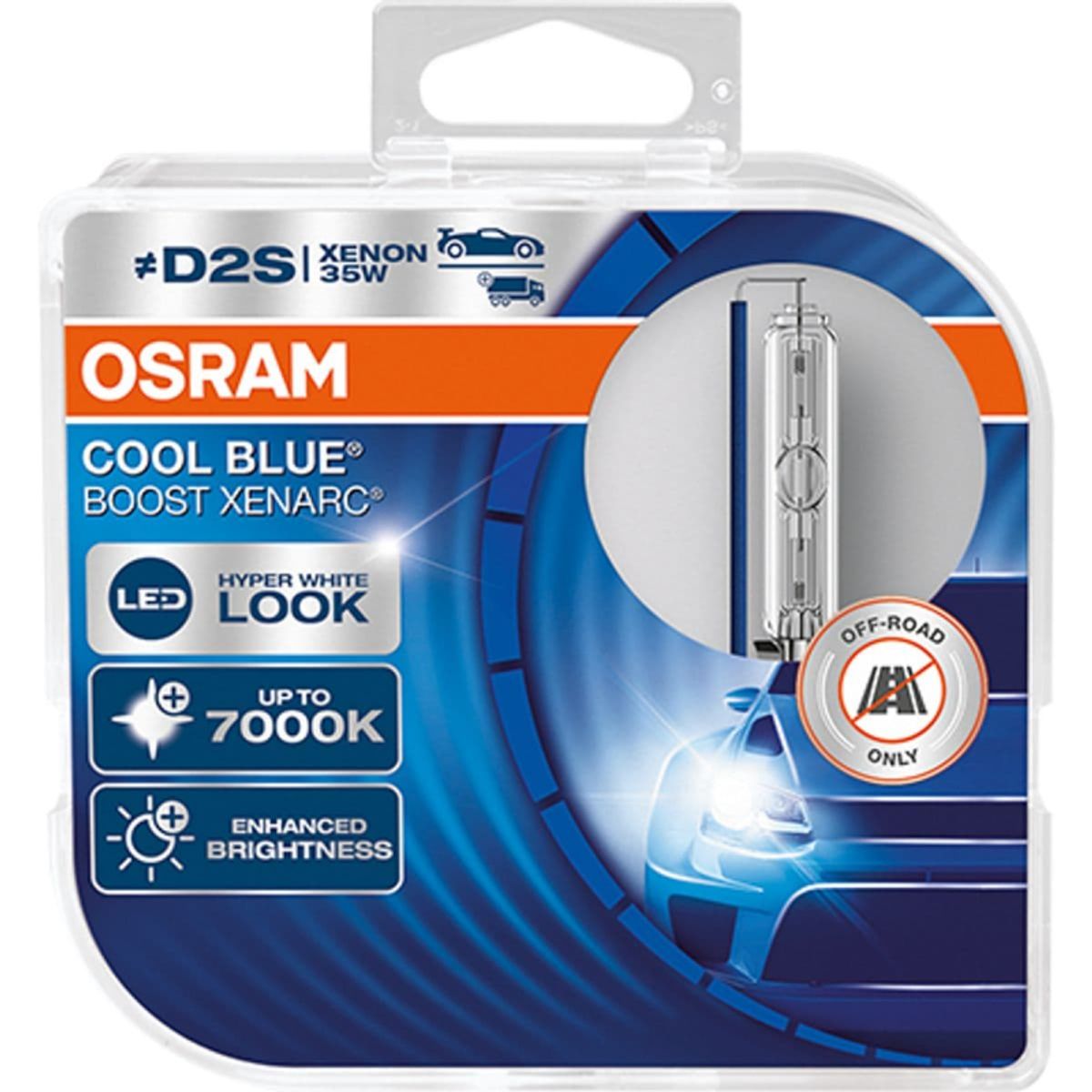 Osram D2S Cool Blue Boost Xenon pærer sæt, op til 7000 Kelvin (2 stk)