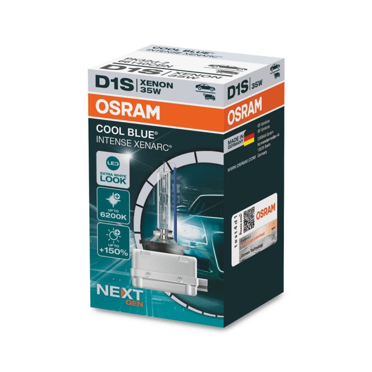 Osram D1S Cool Blue Intense Xenarc, NEXT GEN pære, 6200 Kelvin (1 stk)