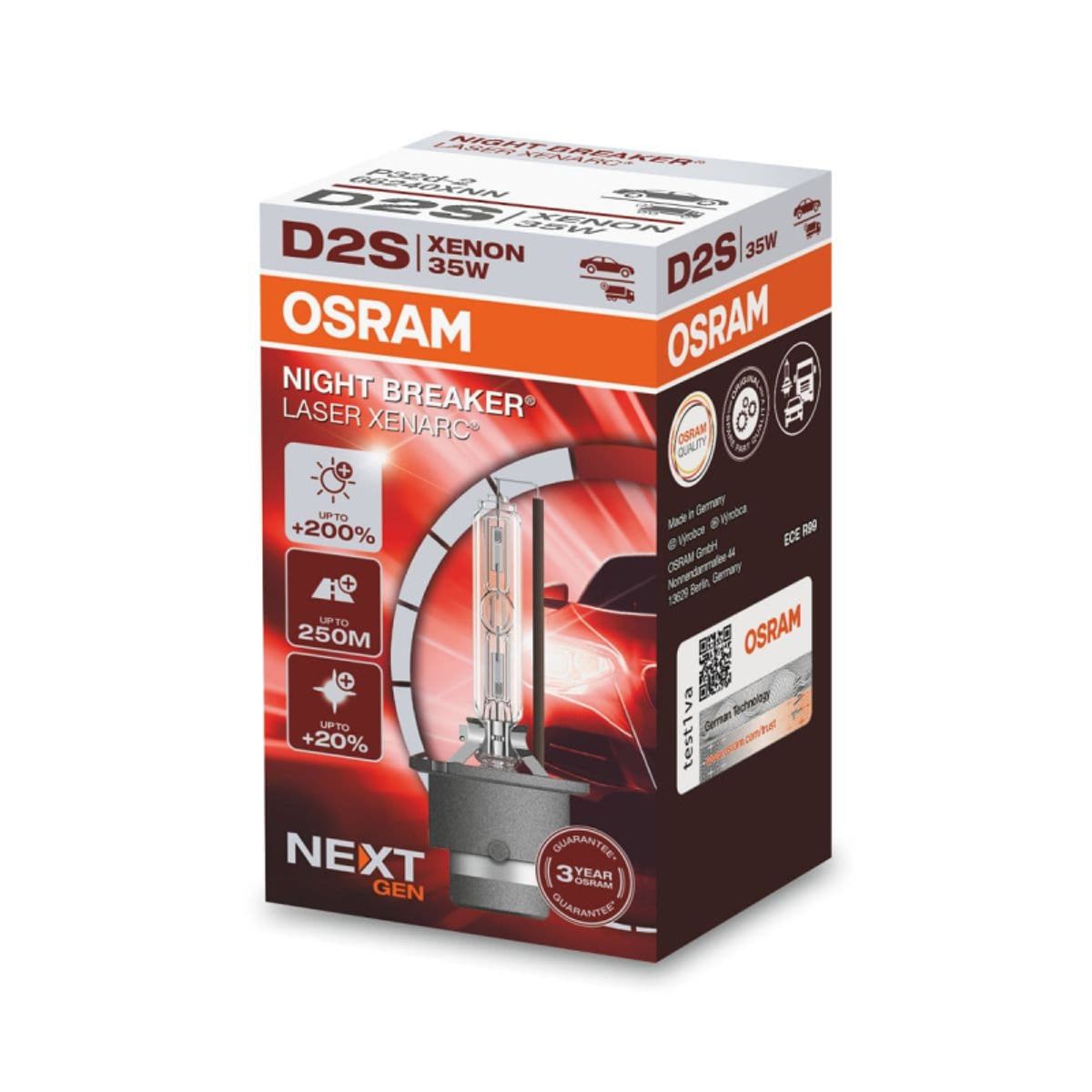 Osram D2S Night Breaker Laser NextGen Xenon pære +200% mere lys (1 stk)