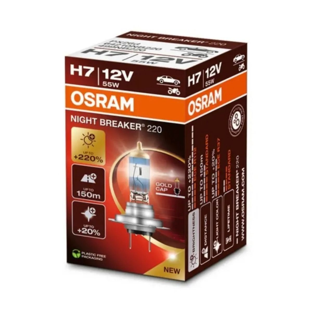 Osram Night Breaker ® 220, H7 pærer +220% mere lys (1 stk)