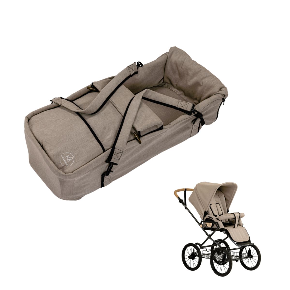 Naturkind PAKKE klapvogn IDA + blød lift - colour Sand (beige mønster)