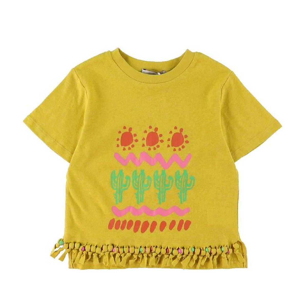 Stella McCartney Kids T-shirt - Karrygul m. print/Frynser