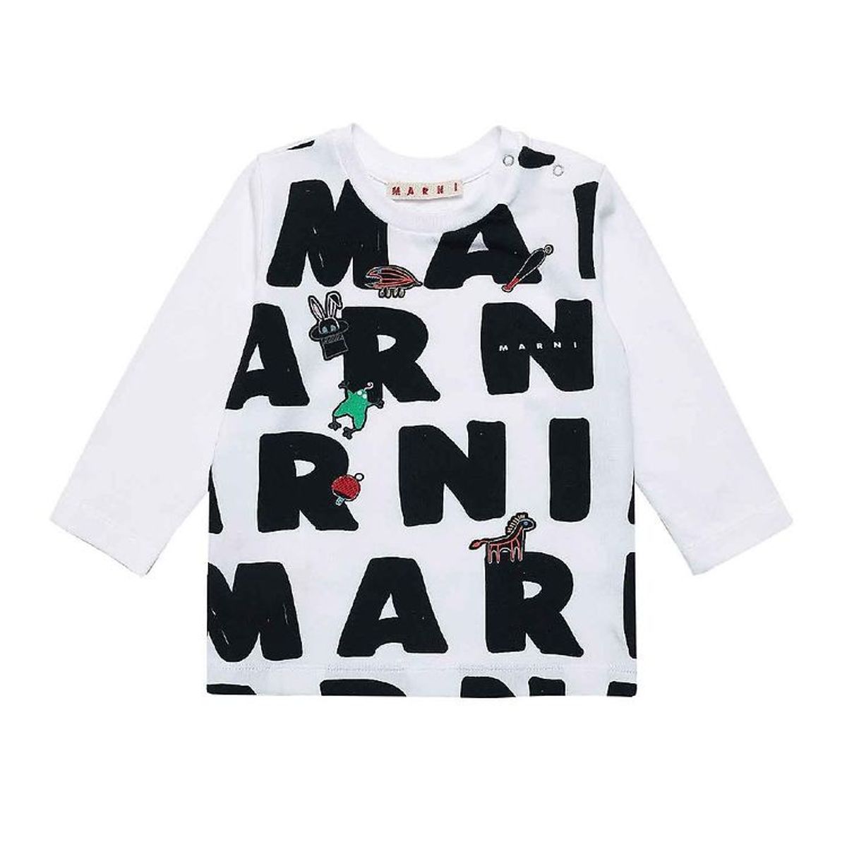 Marni Bluse - Hvid m. AOP Logo