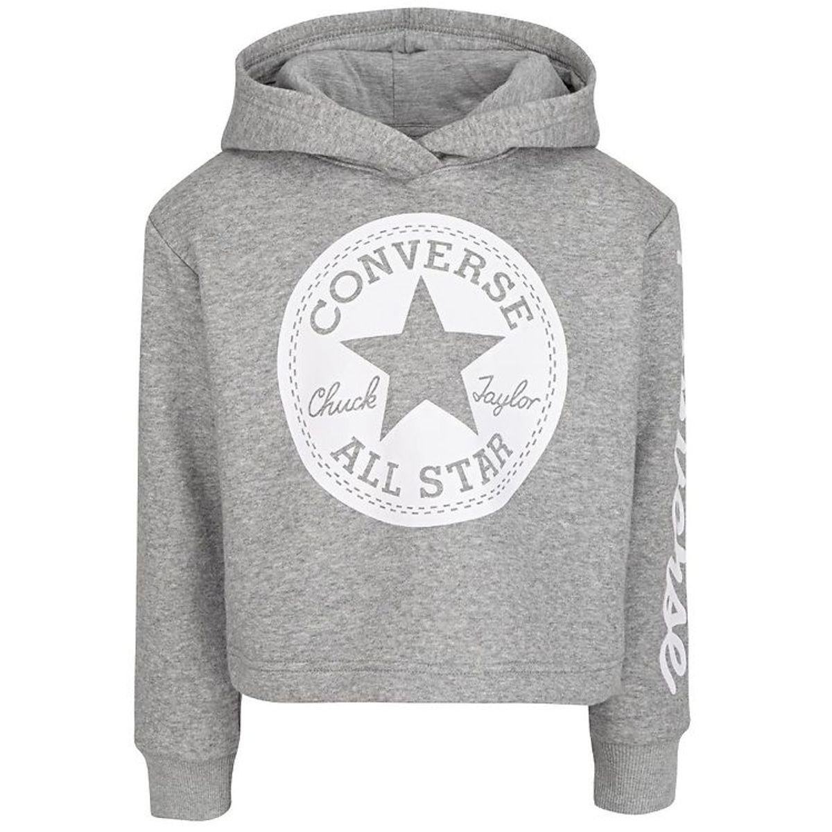 Converse Hættetrøje - Cropped - Grey Heather m. Logo