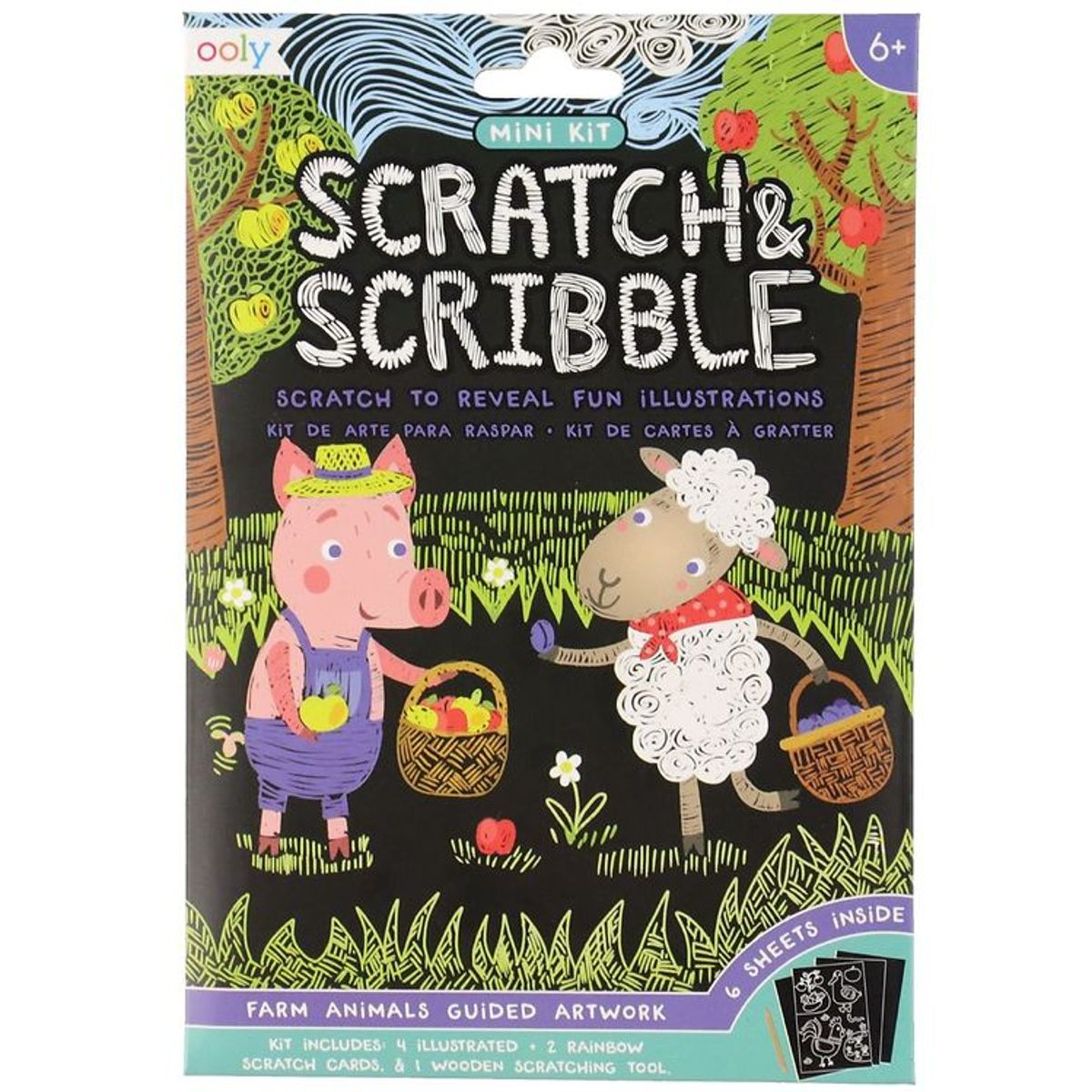 Ooly Scratch and Stribble Mini Sæt - Farm Animals