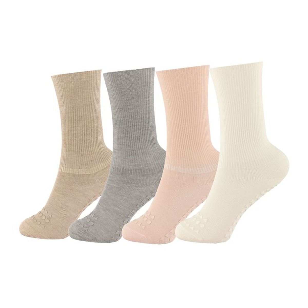 GoBabyGo Skridsikre Strømper - 4Pak - Rose/Grey/Offwhite/Sand