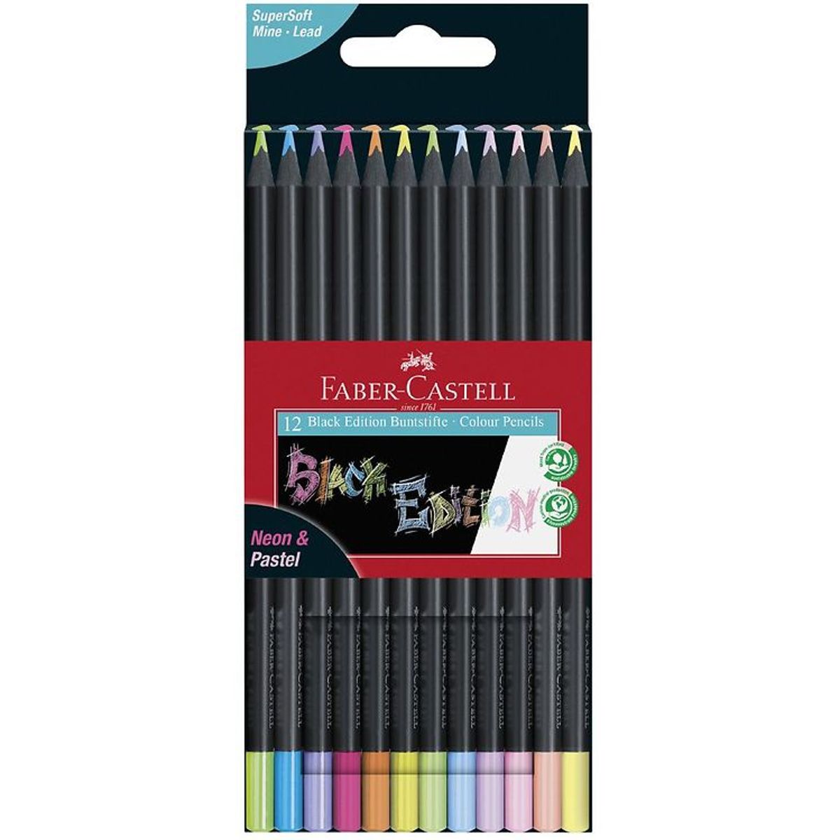 Faber-Castell Farveblyanter - Trekantet - 12 stk - Neon/Pastel