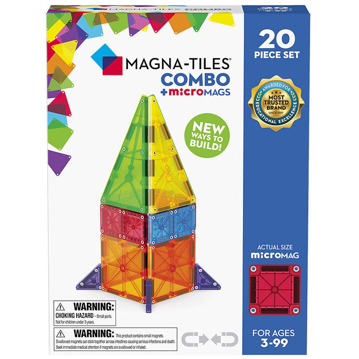 Magna-Tiles Magnetsæt - 20 Dele - MicroMAGS & Combo